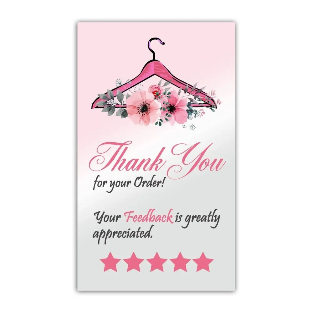 ♥️ 5x25 / 50 Thank Clothes hanger Thank you cards and Stickers